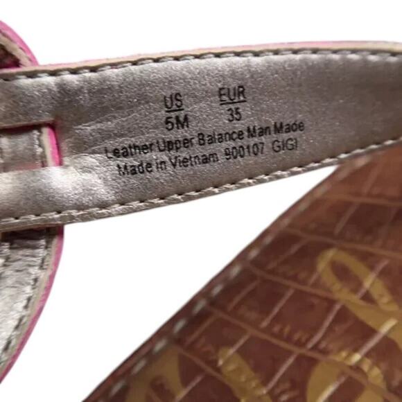 Sam Edelman Shoes Womens 5 Sandals Casual Flat Leather Snake Pink Gigi Fashion - Picture 9 of 11